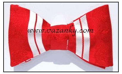 Kravata - vázanka Červený s bílými pruhy